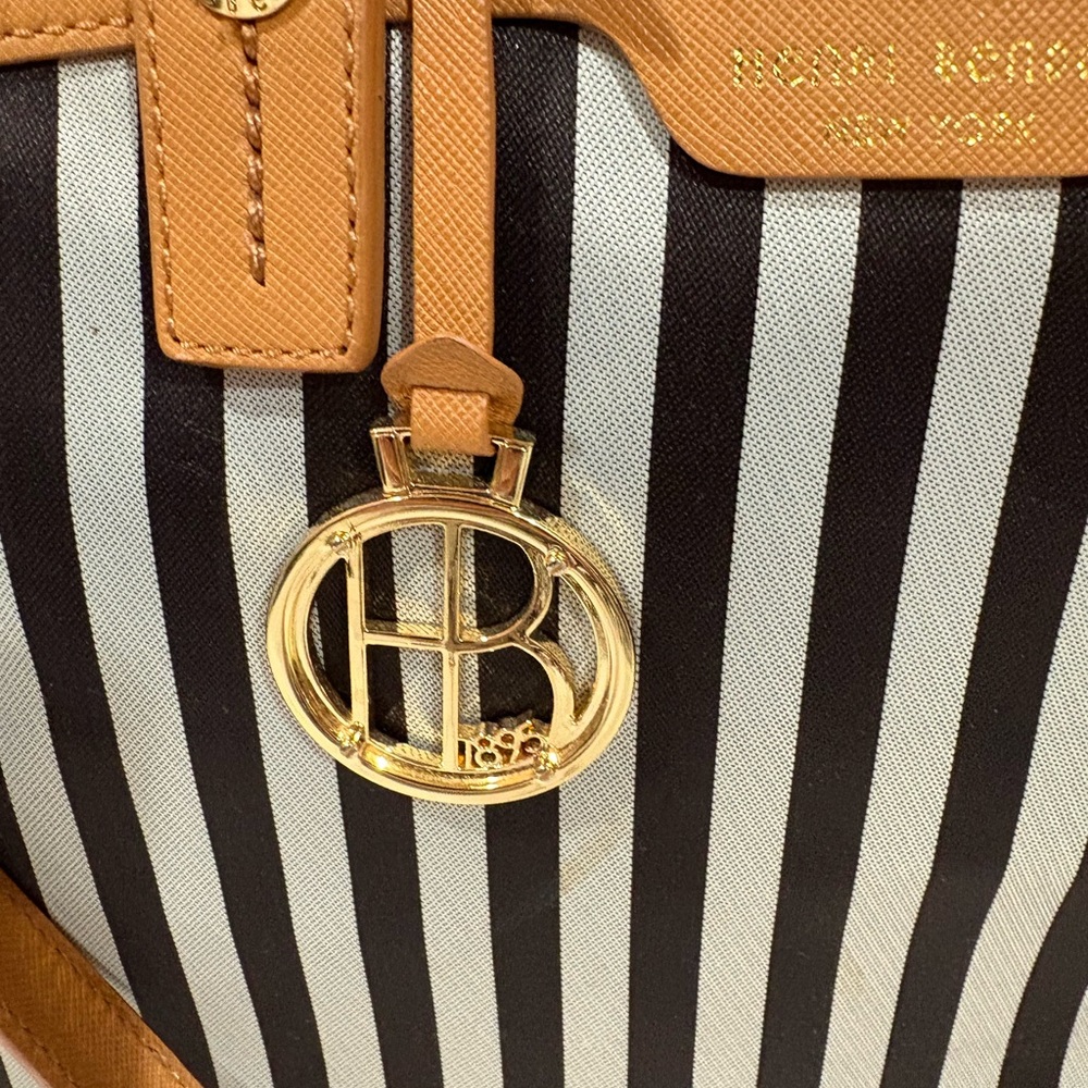Henri Bendel Striped Tote with Tan Accents - Picture 2 of 6